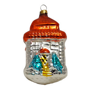 Vintage Glass West Germany Christmas Ornament Winter House Cottage 3.5" Tall
